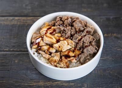 40. Beef Bulgogi & Terriyaki Chicken Combo Rice Bowl