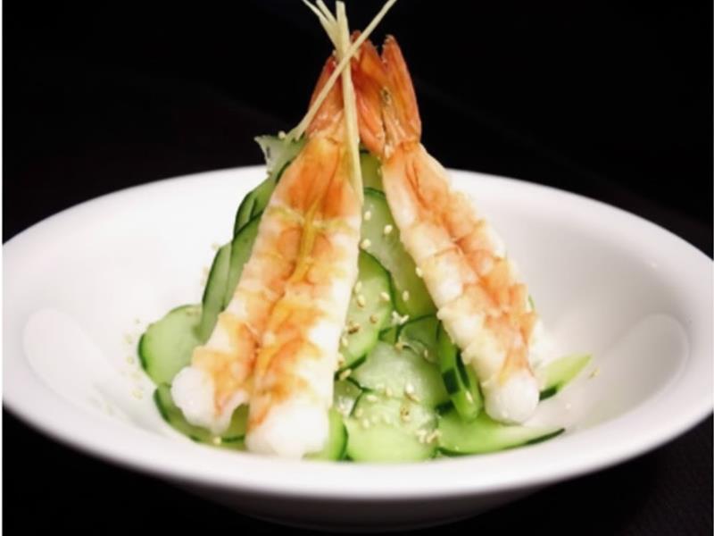 Japanese Style Pickled Cucumber with Shrimp Ebi Sunomono