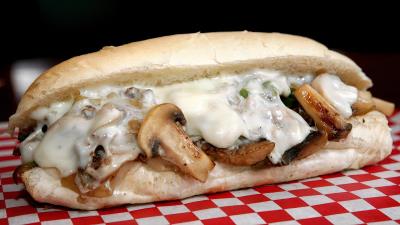 Mushroom Cheese Steak With Side Coleslaw