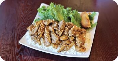 Comes with rice, salad and one pring roll Chicken Teriyaki Meal