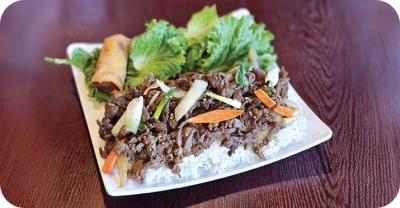 Comes with rice, salad and one pring roll Teriyaki Ribeye(Bulgogi) Meal