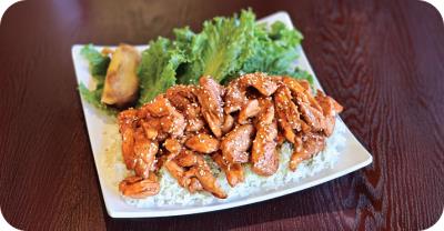Comes with rice, salad and one pring roll Teriyaki Spicy Chicken Meal