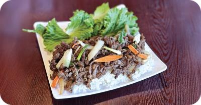 Served on a bed of white rice and with side salad Teriyaki Ribeye(Bulgogi) Meal