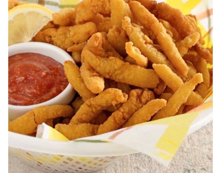 Served with small French fries and tartar sauce. Clam Basket