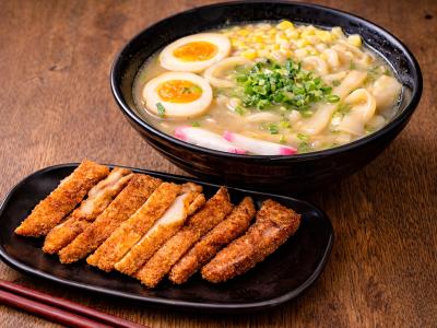 Chicken katsu, corn, eg, bamboo, fish cake, green onion Katsu Ramen