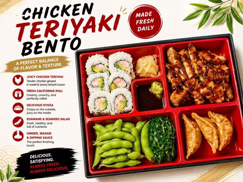 Chicken, gyoza, edamame, seaweed salad, california roll Chicken Teriyaki (Box)