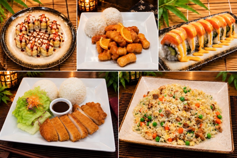 Set Menu 5 (2 Sushi Rolls + 1 Chinese + 1 Teriyaki - Free Chicken Fried Rice)