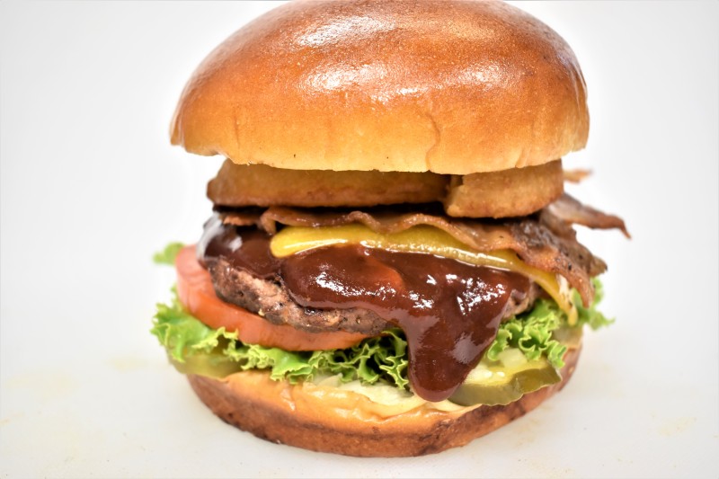 - BBQ sauce, Pickle, Onion, Lettuce, Tomato, Turkey, Onion ring, Cheddar cheese Bbq Bacon Cheese Burger