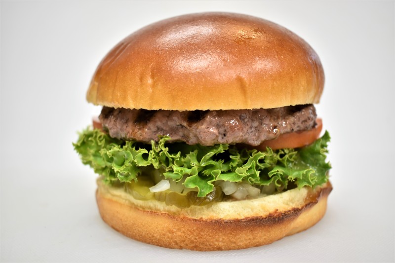 - House sauce, Pickle, Onion, Lettuce, Tomato
1/3 Lb. Hamburger