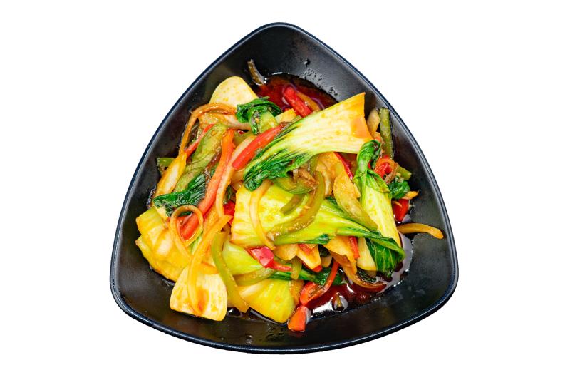 마늘청경채 - Sauteed bokchoy with bell peppers and spices
 A4. Garlic Bokchoy