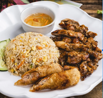 Lemongrass Chicken & Fried Roll W/ Rice