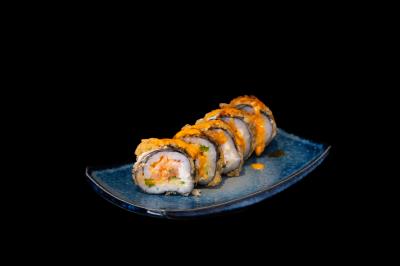 IN: JALAPENO, CREAM CHEESE, AND SPICY SALMON
OUT: SEAWEED WRAP ON THE OUTSIDE
SAUCE: EEL SAUCE, SPICY MAYO
Jalapeno Roll