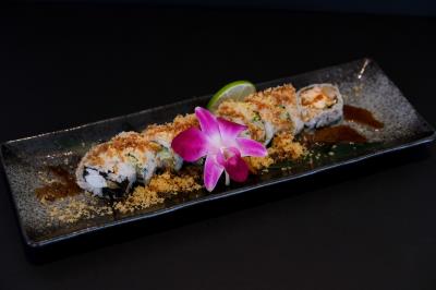 In: Cream Cheese, Crabmeat, Avocado, Shrimp
Tempura
Out: Crunch Flakes
Cheese Crunch Roll
