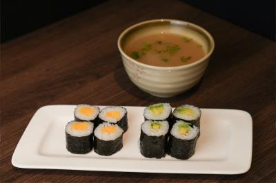 Avocado Roll (4pcs), Tamago Roll (4pcs), Miso Soup Kids Roll