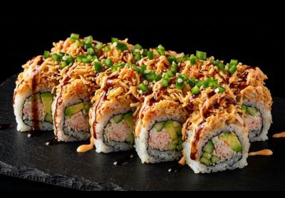 (In) Californial Roll
(Out) Spicy Baked Craw Fish, Crab Meat
Angry Dancing