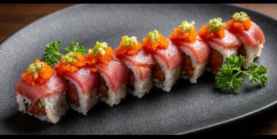 (In)Spicy Tuna, Asparagus,Avocado,Cucumber
(Out)Bluefintuna, Masago, Fresh Wasabi
Bluefin Lover