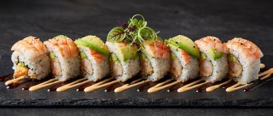 (In) Shrimp Tempura Roll
(Out) Shrimp Sashimi, Avocado
Double Tiger