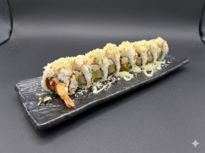 (In) Spicy Tuna Roll, Shrimp Tempura, Cream Cheese
(Out) Crab Meat, Crunch
Rock & Roll