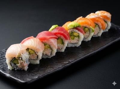 (In) California Roll
(Out) Assorted Sashimi
Rainbow