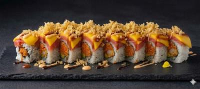 (In) Crunch Roll
(Out)Spicy Tuna,Mango,Crunch
Spicy Mango