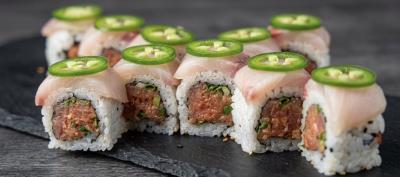 (In) Spicy Tuna, Cucumber, Cilantro
(Out) Yellowtail, Jalapeno
Thank You