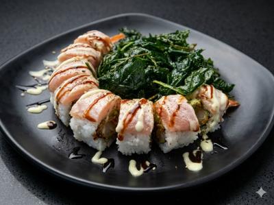 (In) Shrimp Tempura, Spicy Tuna
(Out) Crispy Spinach, Seared Albacore, Spicy Ponzu
What The Hell