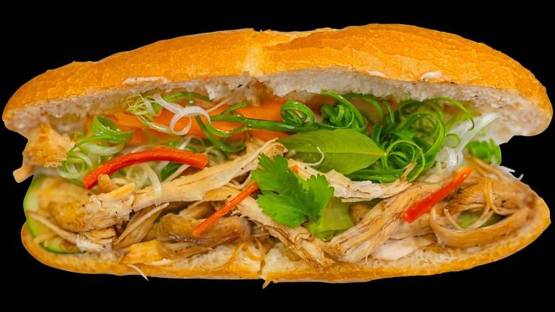 Tender shredded chicken with house mayo, pickled carrots & daikon, cucumber, cilantro, jalapeno, and scallions Banh Mi Ga Xe (Shredded Chicken)