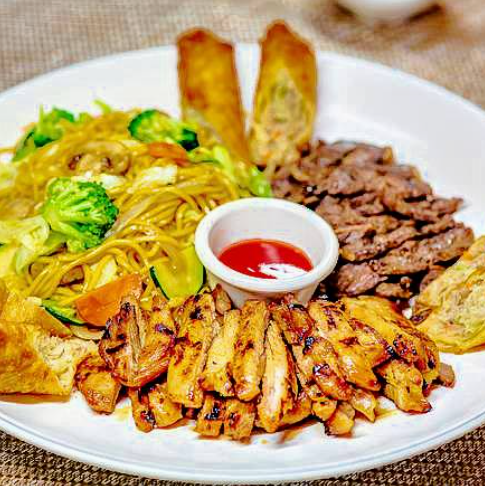 For (3 People)
Chicken & Beef Teriyaki, Chicken Yakisoba, Egg Roll(3pcs), Steamed Rice & Salad
 Niko Trio