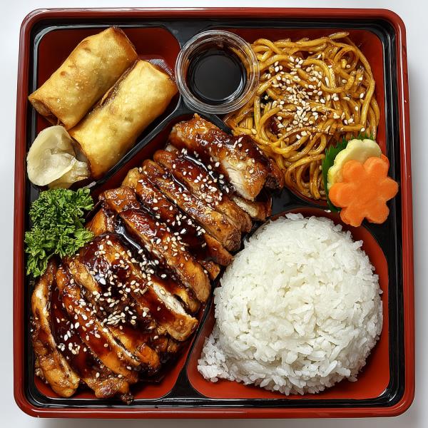 Chicken Teriyaki, Veggie Yakisoba, 4pcs Gyoza, 1 Egg Roll and Rice
22. Big Himitsu