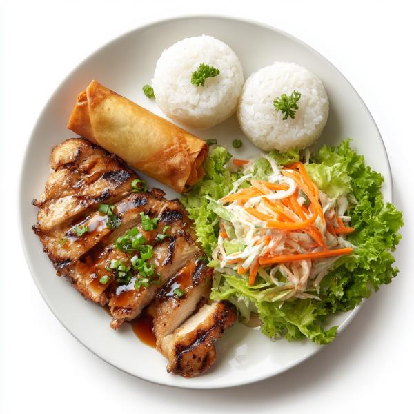 Chicken Teriyaki & Egg roll
16. Chicken & Eggroll