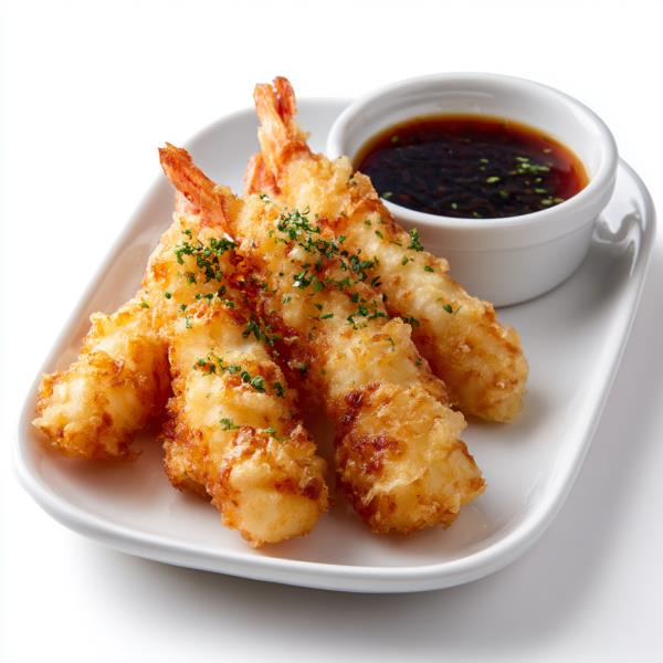 4pcs.
Four pieces of jumbo shrimp, lightly coated in traditional Japanese tempura batter and fried to a golden crisp.
S5. Shrimp Tempura