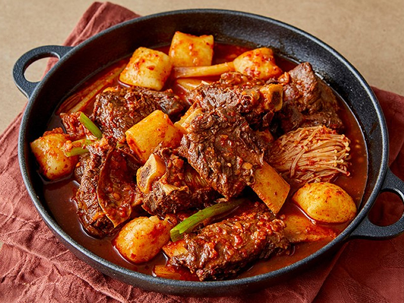 Beef short ribs braised with vegetables in a bold, spicy sauce — rich, tender, and full of flavor. Spicy Braised Short Rib