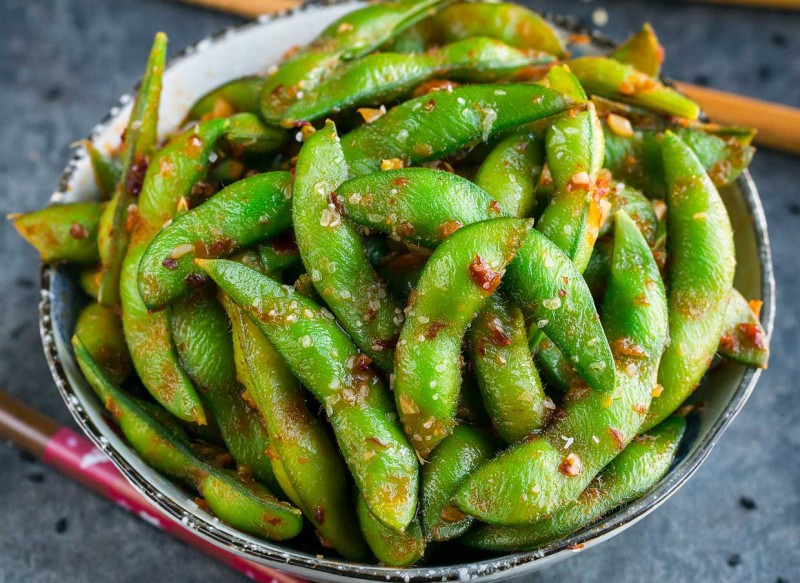 Spicy Garlic Edamame