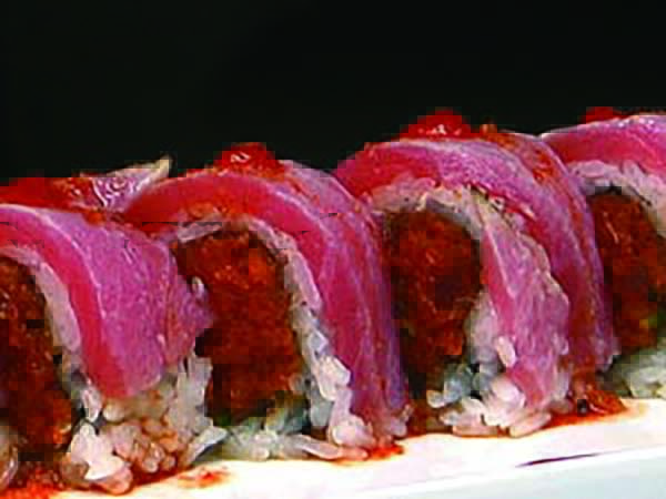 In : Spicy Tuna Roll / Out : Seared Tuna, Jalapeno. Ponzu Tuna Tataki Roll