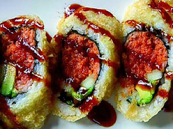 In : Spicy Tuna, Avo / Out : Eel Sauce, Spicy Mayo Spicy Tuna Tempura Roll