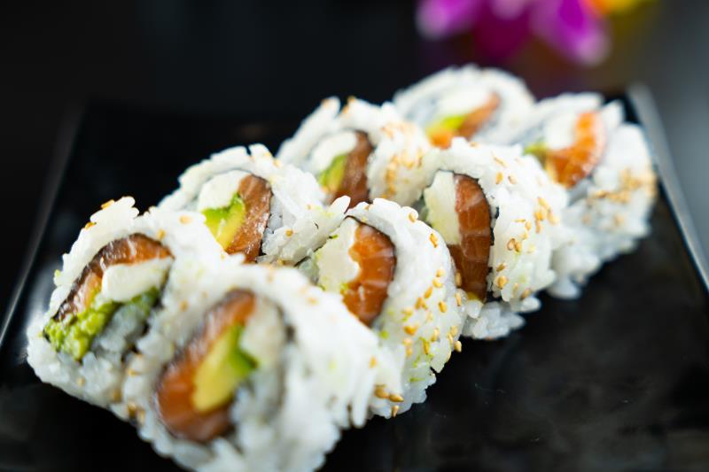 Salmon, Avocado, Cream Cheese Philadelphia Roll