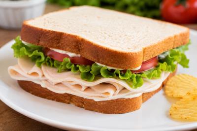 served with turkey, lettuce and tomato
D-3 Turkey
