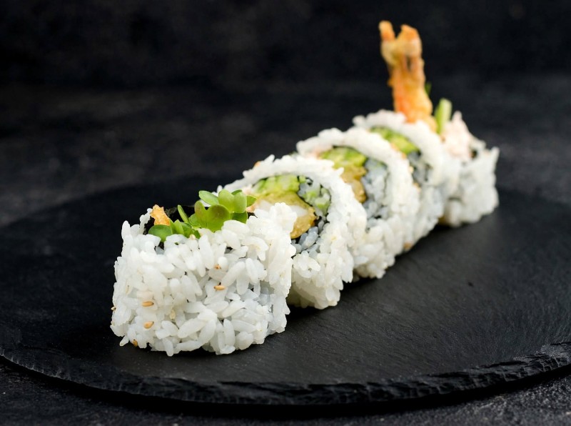 Shrimp Tempura, Crabmix, Cucumber, Avocado. Shrimp Tempura Roll
