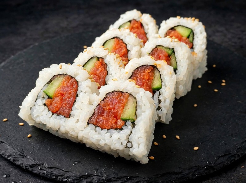 Cucumber, Spicy Tuna inside. Spicy Tuna Roll