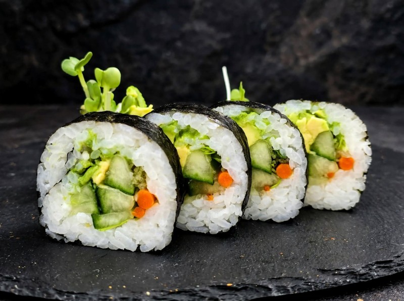 Yamagobo, Cucumber, Kaiwari, Avocado Vegetable Roll