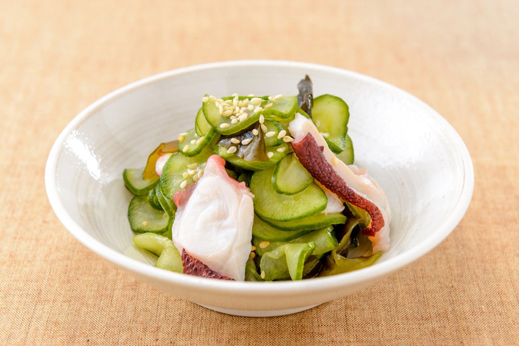 Octopus & cucumber, seaweed Tako Sunomono