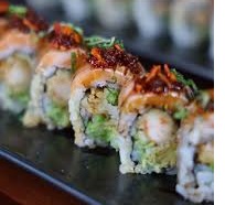 Real Crab, Avocado, Spicy Tuna on Albacore w/ Garlic Chip and Crispy Onion, Garlic Ponzu Sauce Albacore Paradise